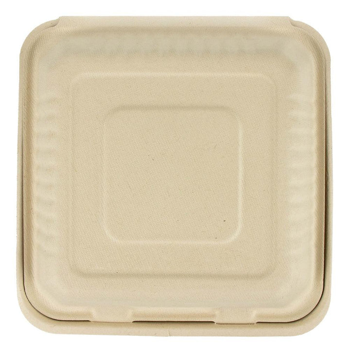 PREMIUM USA 9" 3-compartment Clamshell 100% Compostable - Hot Cup Factory T255153TN09