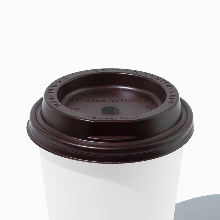 FoamAroma Brown Hot Cup Lids - 12/16/20 oz - 1000/Case