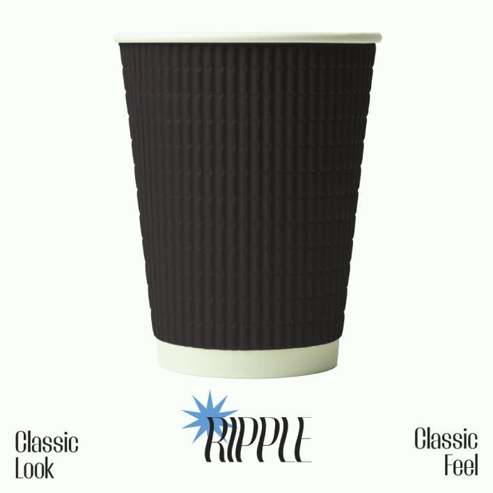 Disposable Coffee Cups - 12oz Generic Paper Hot Cups and Black