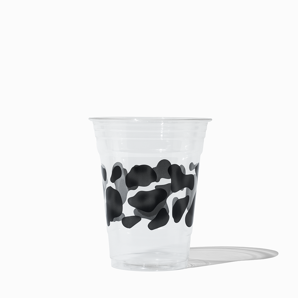 UNIQ 16 oz Cow Print Clear PET Plastic Cups – Disposable – 1000/Case
