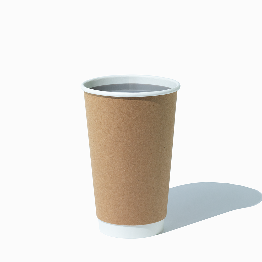 16 oz kraft double wall paper hot cups in use