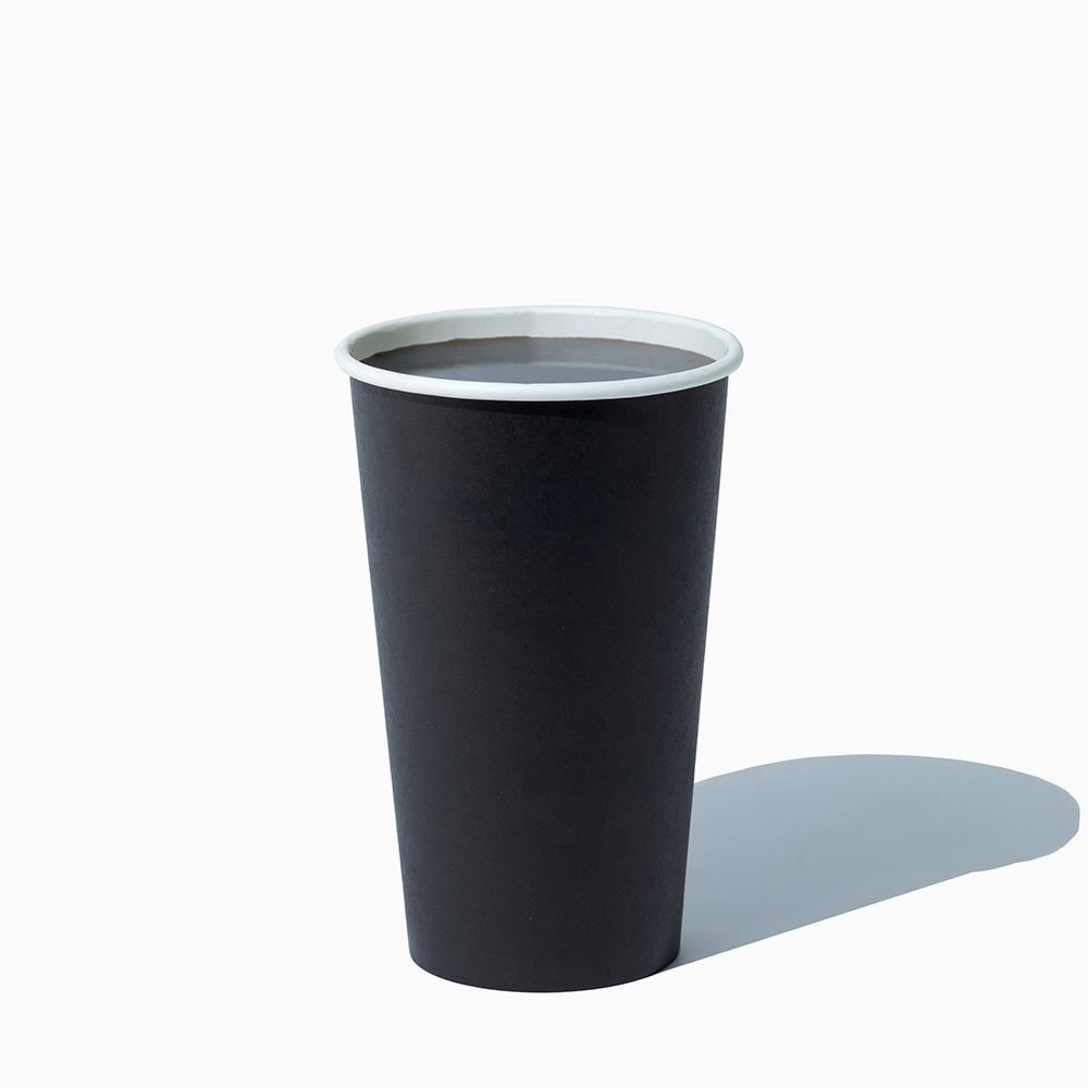 16 oz single wall black paper coffee cup for specialty coffee service