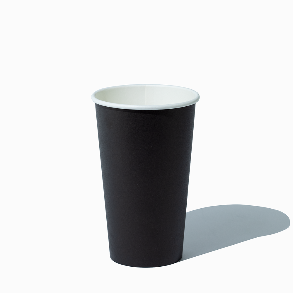 16 oz single wall black paper coffee cup, 1000 per case