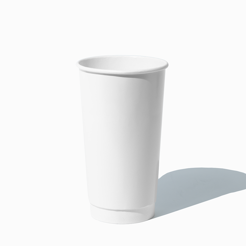 20 oz double wall white paper coffee cup, 500 per case
