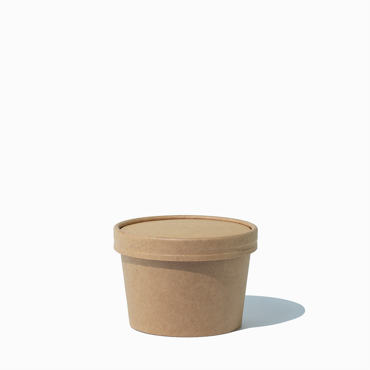UNIQ 8 oz Kraft To-Go Containers With Non-Vented Lids - 250/Case