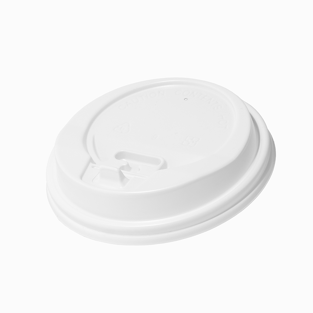 White 90mm flip top coffee cup lid, top view