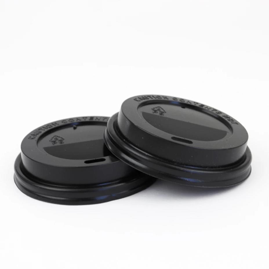 Black Hot Cup Lids - 8 oz - 80mm - Hot Cup Factory HCF100508F