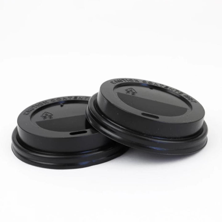 Black Hot Cup Lids - 8 oz - 80mm - Hot Cup Factory HCF100508F