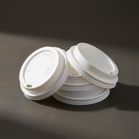 Wholesale coffee cup lids in black, white, and brown, flat, flip-top, and FoamAroma styles