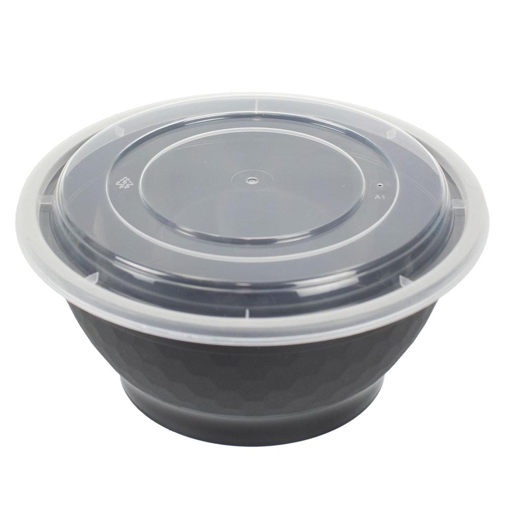 PREMIUM USA 38oz Bowl Container with Lid - Hot Cup Factory T255660BK38