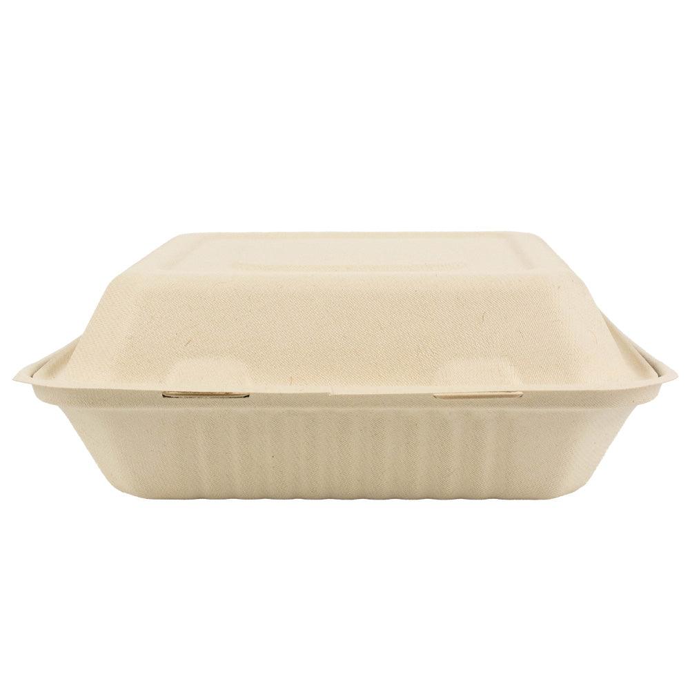 PREMIUM USA 9" 3-compartment Clamshell 100% Compostable - Hot Cup Factory T255153TN09