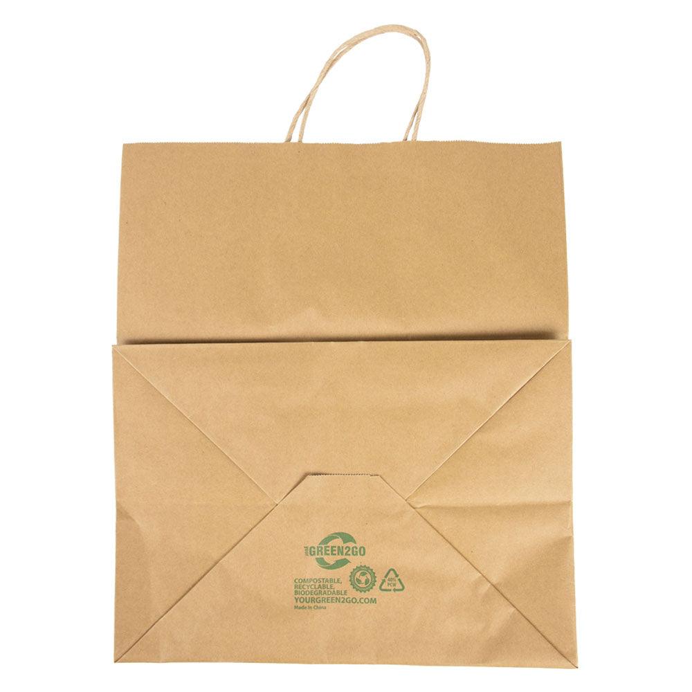PREMIUM Recycled Kraft Paper Bag 14" X 12" X 7" - Hot Cup Factory T255232KF07