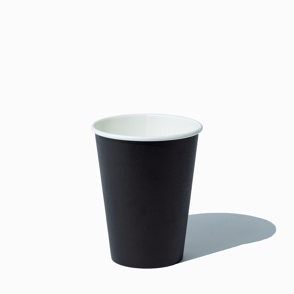 12 oz single wall black paper coffee cup, 1000 per case