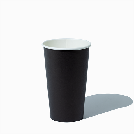 16 oz matte black paper cold drink cup for iced coffee and cold brew service