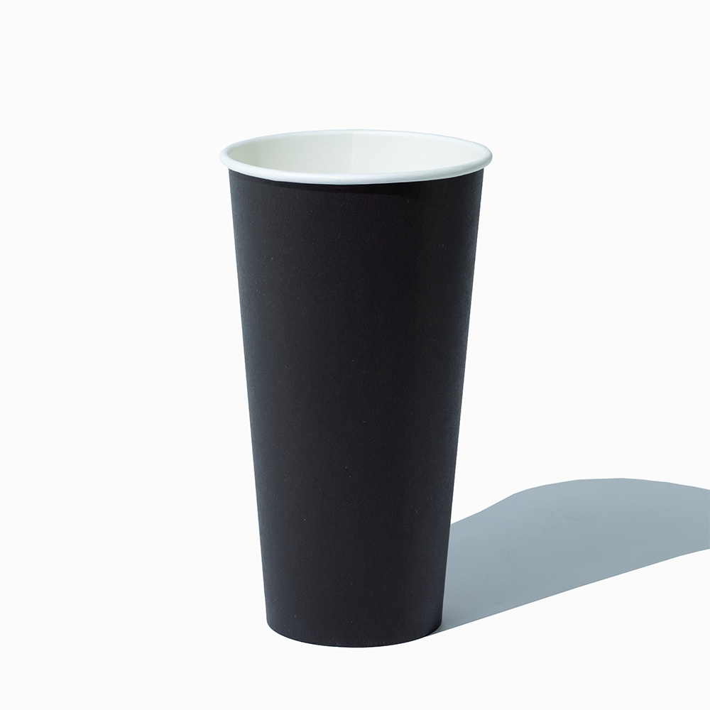 20 oz matte black paper cold drink cup for smoothies and large cold brew