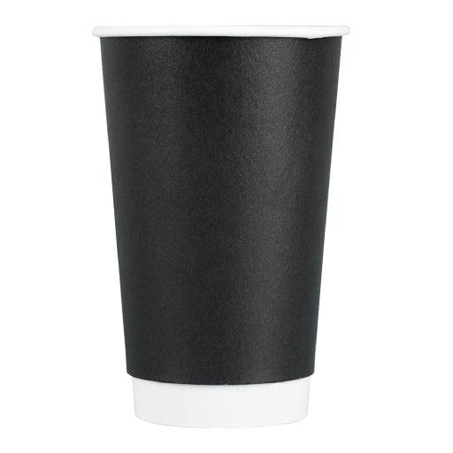 UNIQIFY® 16 oz Double Wall Black Hot Paper Cup - Hot Cup Factory HCF120216