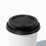 Black 90mm flat coffee cup lid for 12 to 20 oz cups
