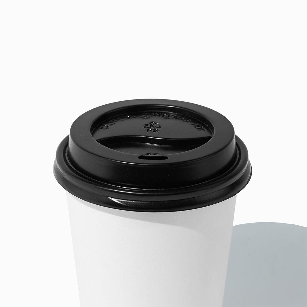 Black 80mm flat coffee cup lid for 8 oz cups