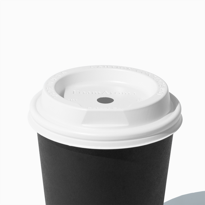 White FoamAroma coffee cup lid for 12 to 20 oz cups