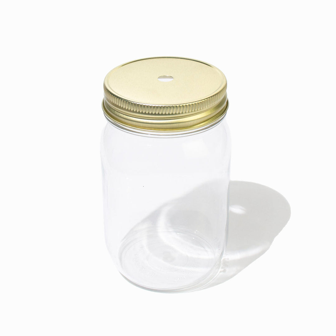 UNIQ Custom Mason Jar Lids with Straw Hole - Gold - Hot Cup Factory