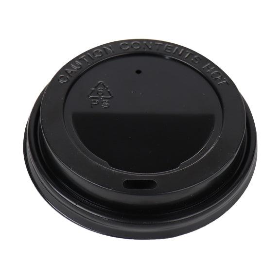 Black Hot Cup Lids - 8 oz - 80mm - Hot Cup Factory HCF100508F