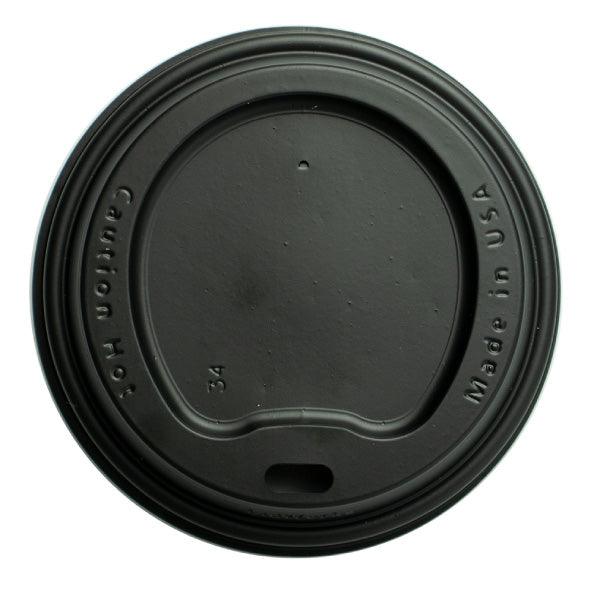Black Hot Cup Lids - 8/10/12/16/20 oz - 90mm - Hot Cup Factory LWHC24B01