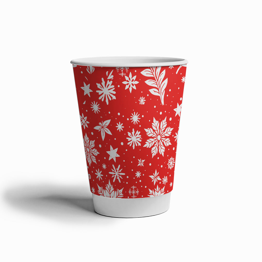 UNIQIFY® 12 oz Double-Wall Winter Snowflake Paper Coffee Cups - Hot Cup Factory