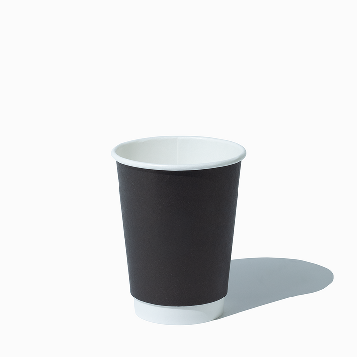 12 oz double wall black hot paper cup 90mm empty