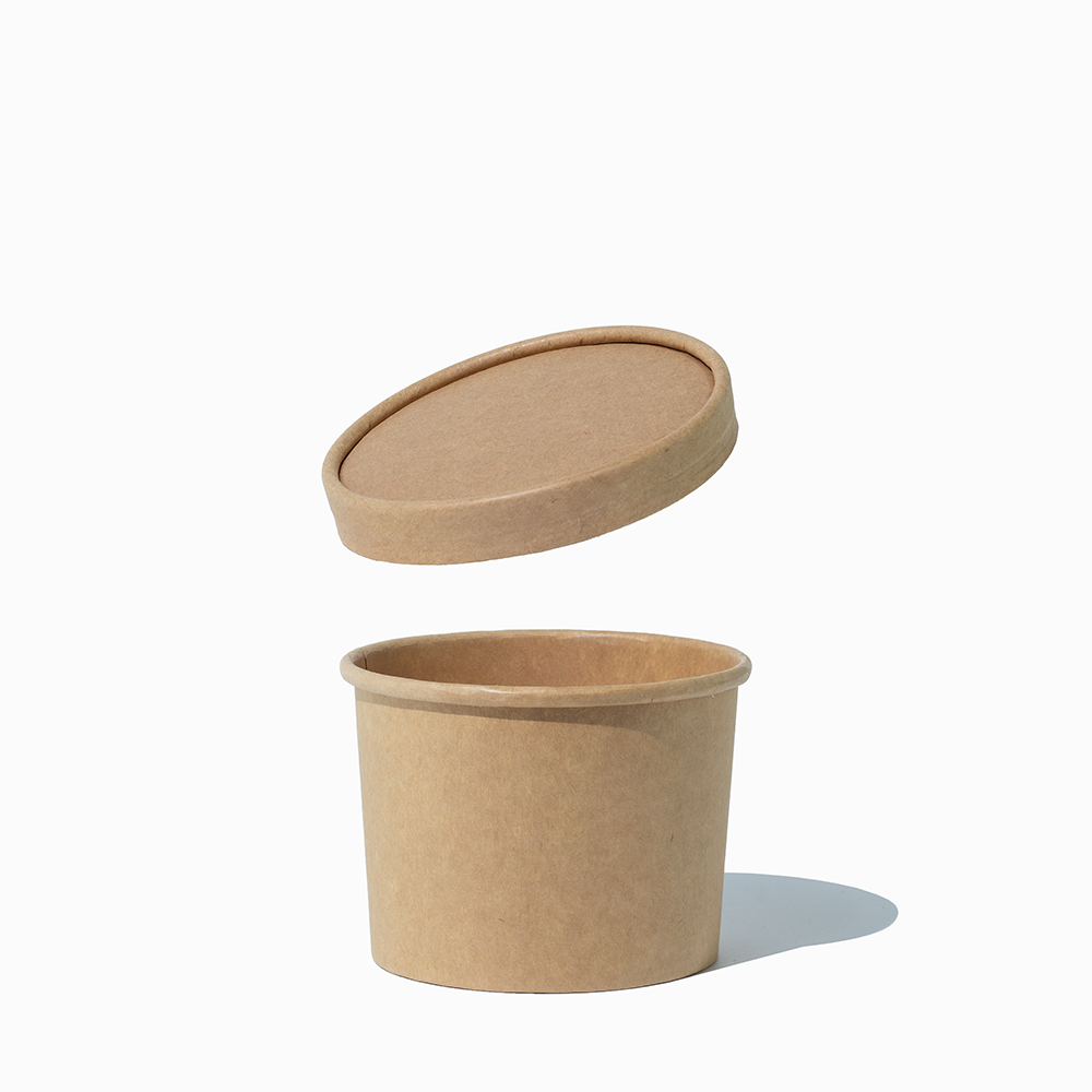 UNIQ 12 oz Kraft To-Go Containers With Non-Vented Lids - 250/Case