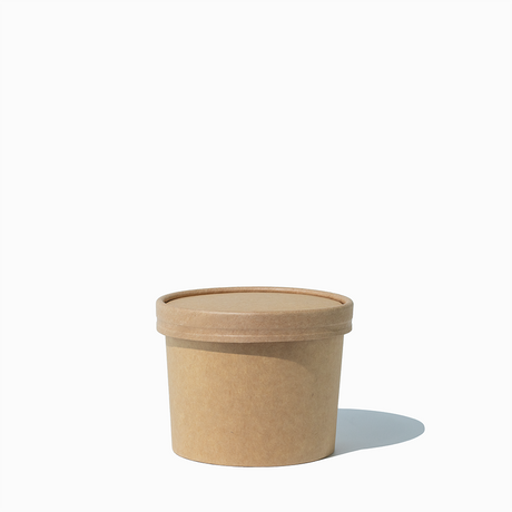 UNIQ 12 oz Kraft To-Go Containers With Non-Vented Lids - 250/Case