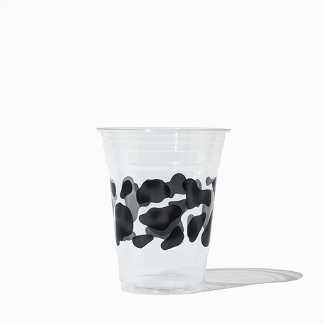 UNIQ 16 oz Cow Print Clear PET Plastic Cups – Disposable – 1000/Case