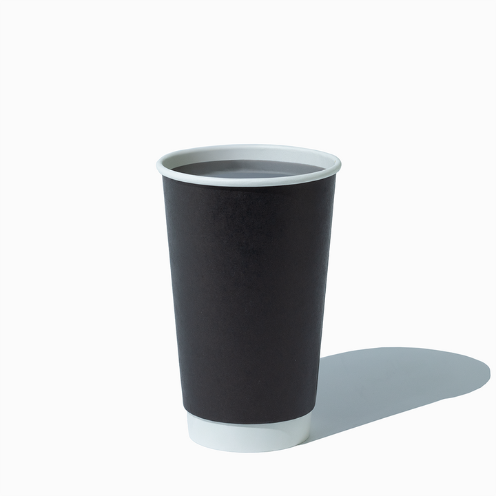 UNIQ 16 oz Double Wall Black Hot Paper Cup - 500/Case