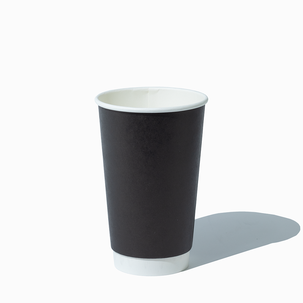 16 oz double wall black hot paper cup empty