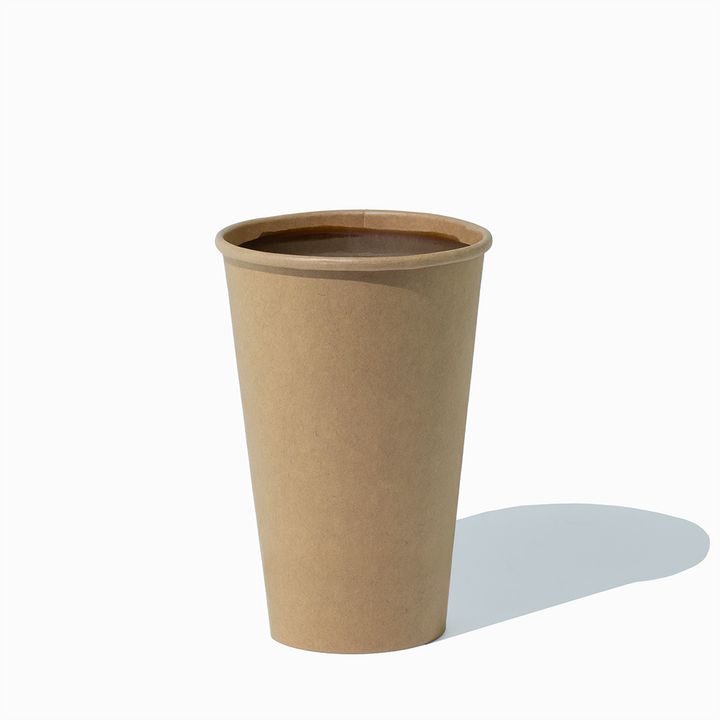 16 oz kraft single wall paper hot cups in use