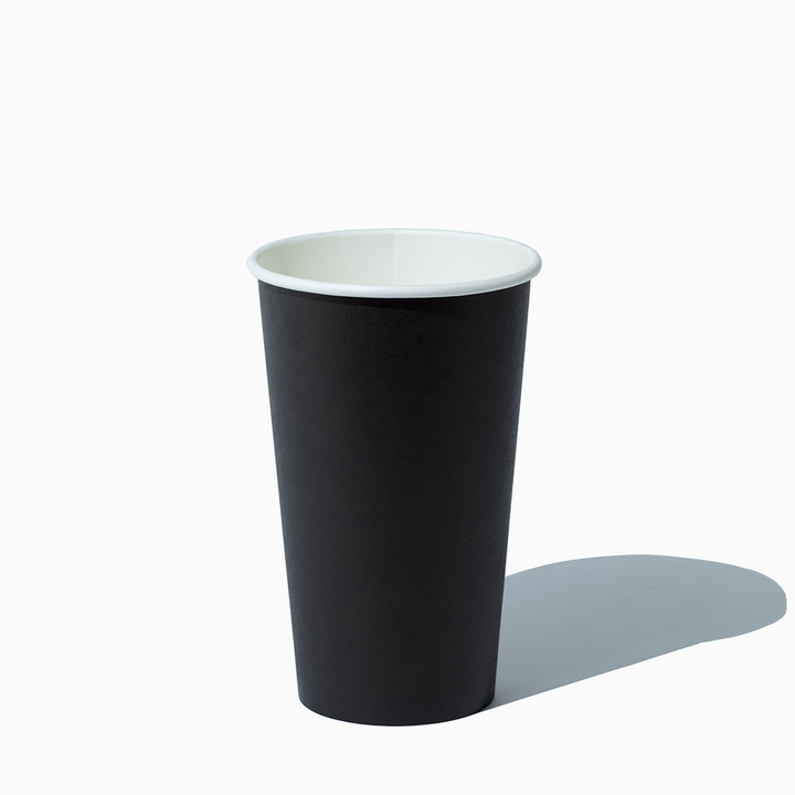 16 oz single wall black hot paper cup empty