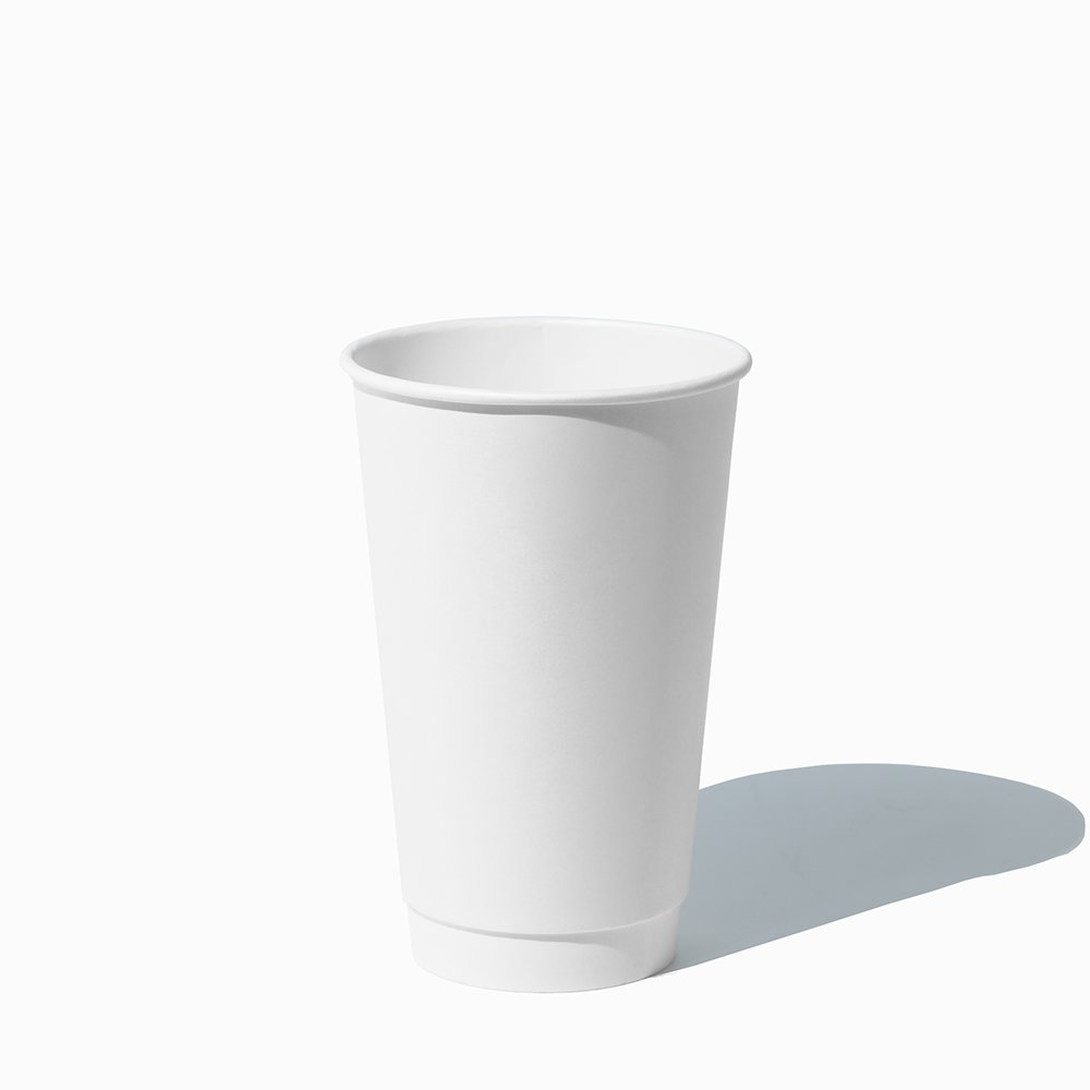 16 oz double wall white paper coffee cup, 500 per case