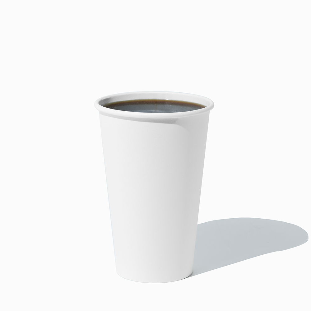 16 oz white single wall paper hot cups in use