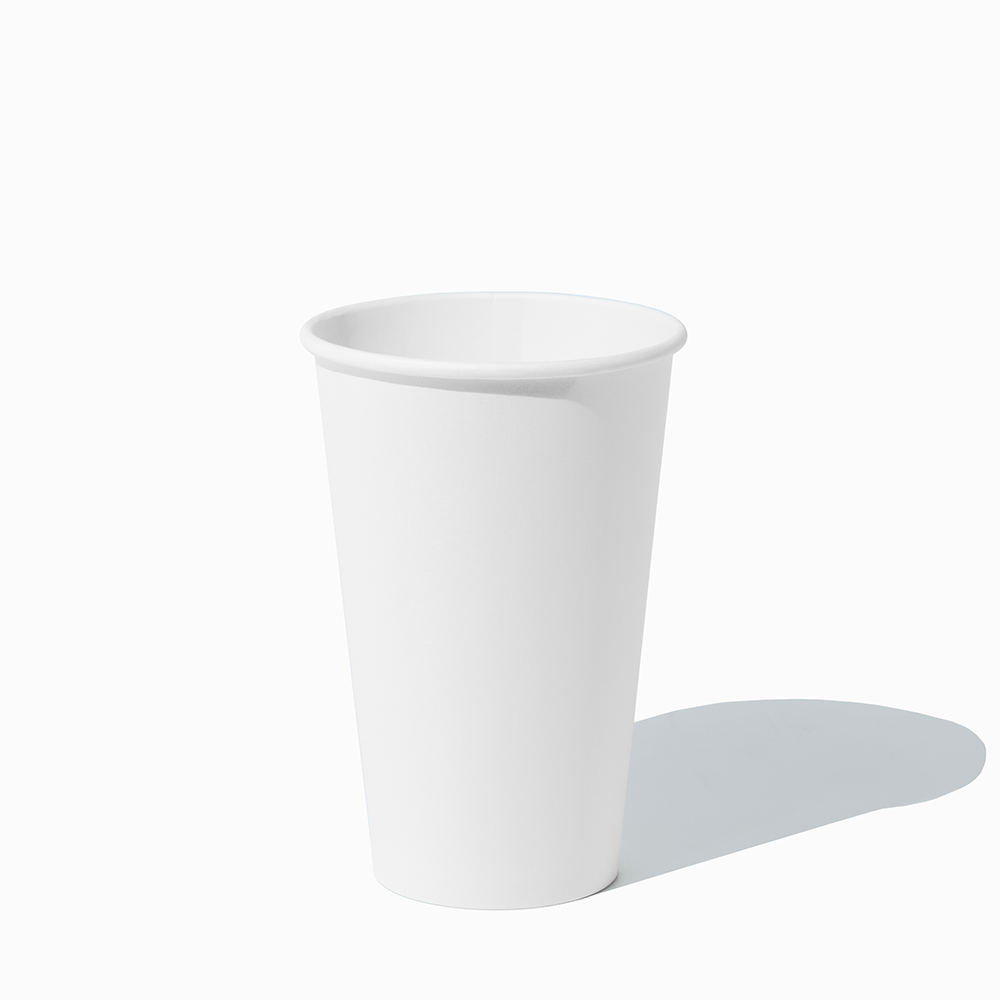 16 oz white single wall paper hot cups empty