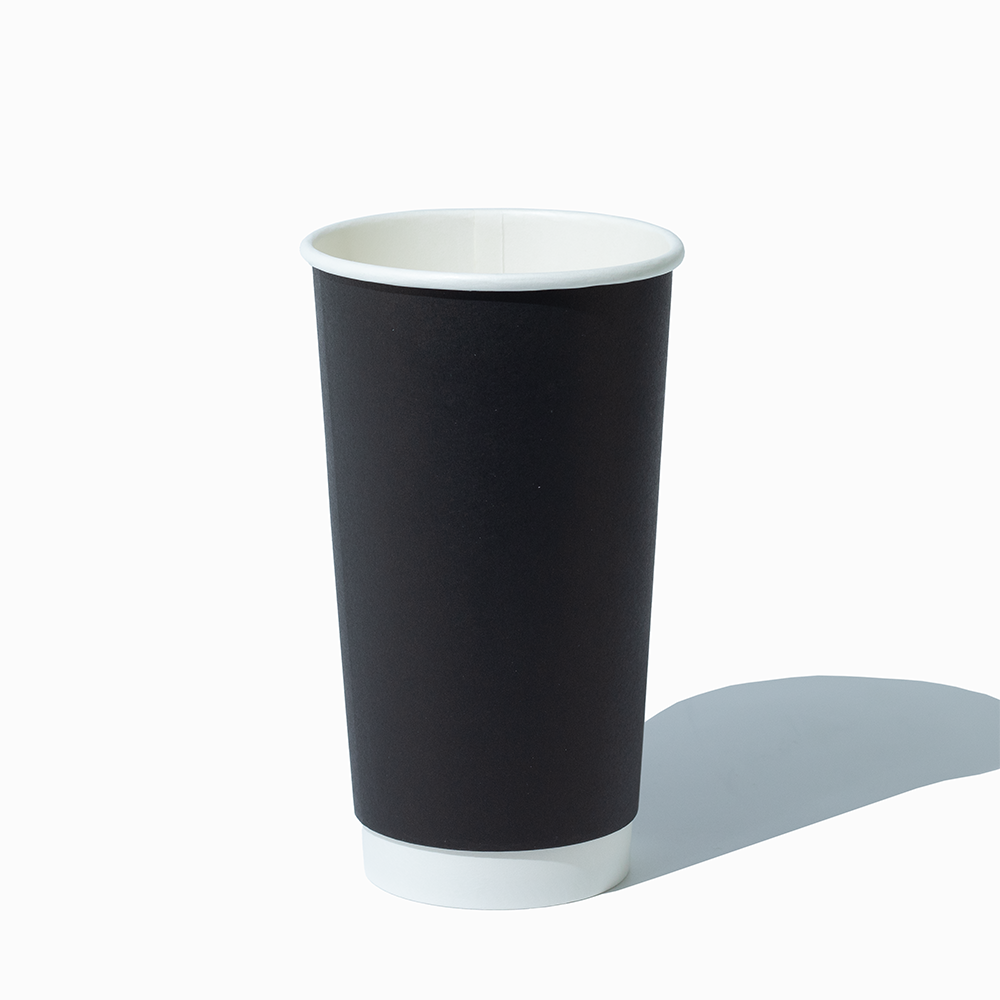 20 oz double wall black paper coffee cup, 500 per case