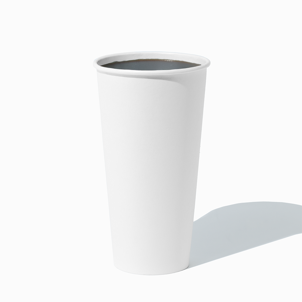 20 oz white single wall paper hot cups 1 in use