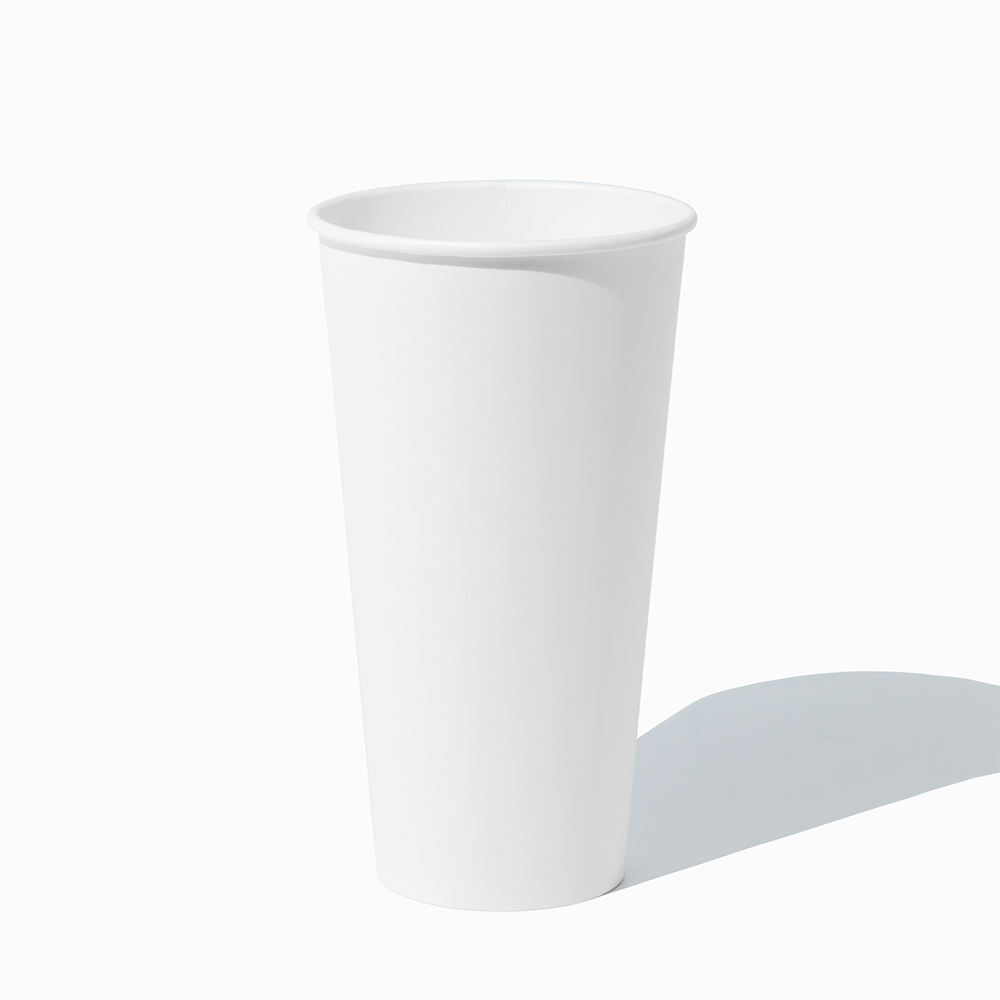 20 oz white single wall paper hot cups 1 empty