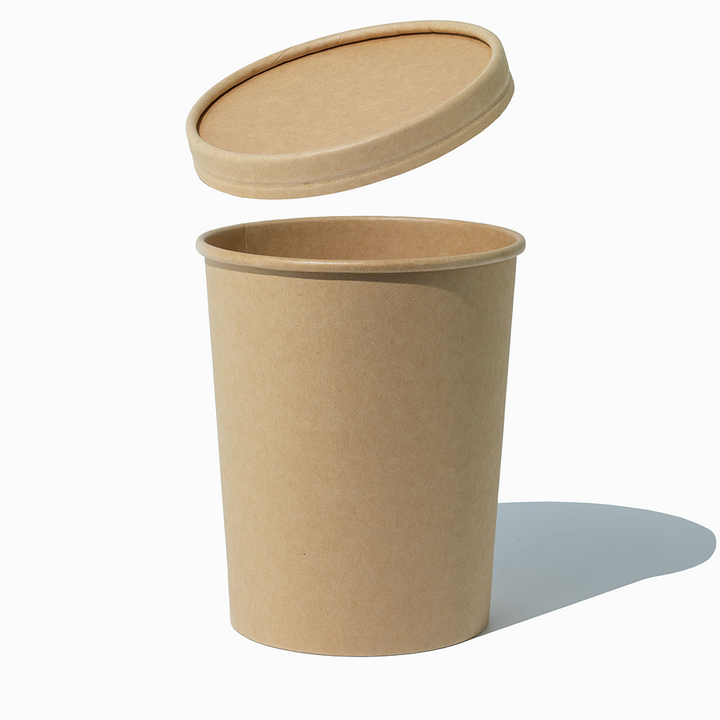 UNIQ 32 oz Quart Kraft Paper Food To Go Containers With Non-Vented Lids - 250/Case