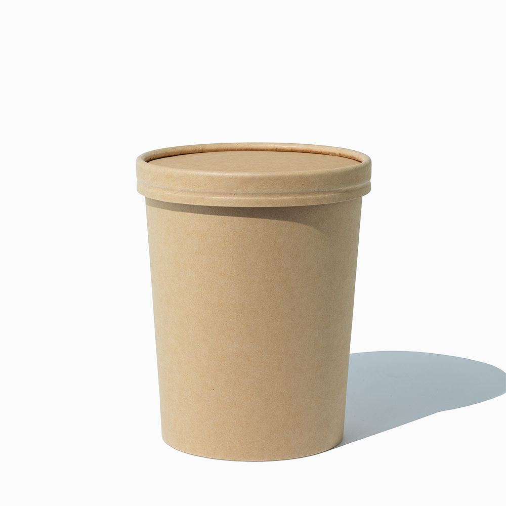 UNIQ 32 oz Quart Kraft Paper Food To Go Containers With Non-Vented Lids - 250/Case