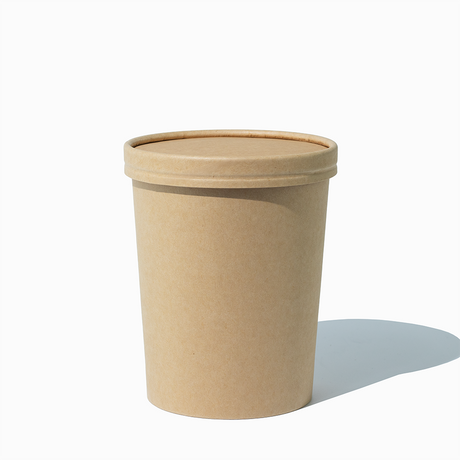 UNIQ Quart 32 oz Kraft To-Go Containers With Non-Vented Lids - 250/Case