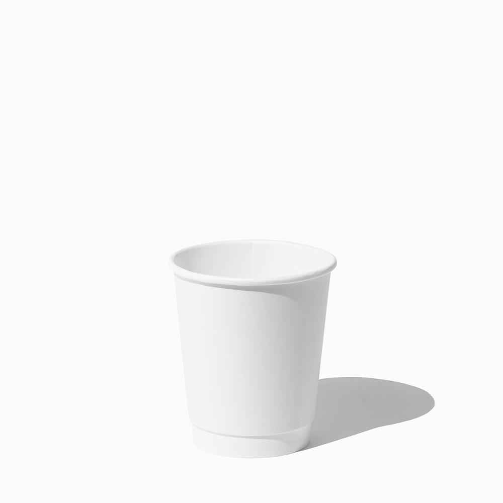 8 oz white double wall hot cup empty