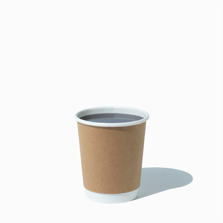 8 oz kraft double wall hot cup in use