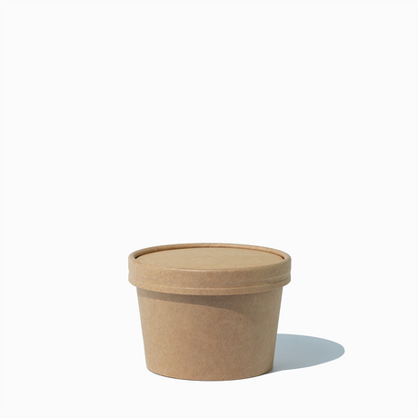 UNIQ 8 oz Kraft To-Go Containers With Non-Vented Lids - 250/Case
