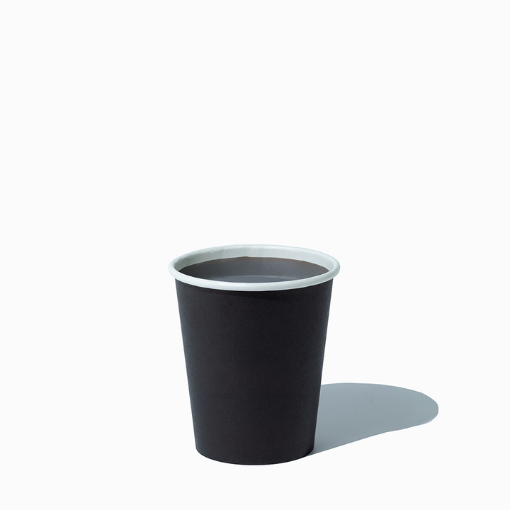 8 oz single wall black hot paper cup 90mm in use