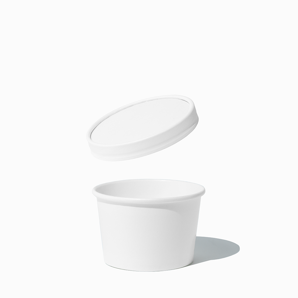 UNIQ 8 oz White To-Go Containers With Non-Vented Lids - 250/Case