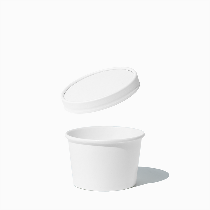 UNIQ 8 oz White Premium Paper Food To Go Containers With Non-Vented Lids - 250/Case